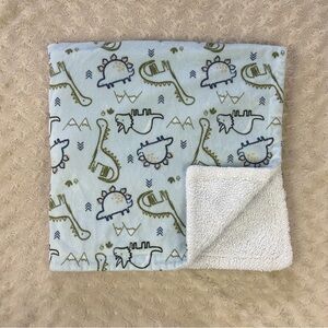 Baby Gear Blue Green Dinosaur Baby Blanket White Sherpa Mountains Lovey